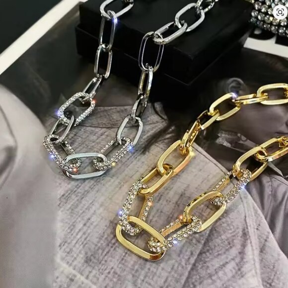 Metal Gold Plated Thick Chain Necklace Women's Internet Red Light Luxury - Picture 4 of 5